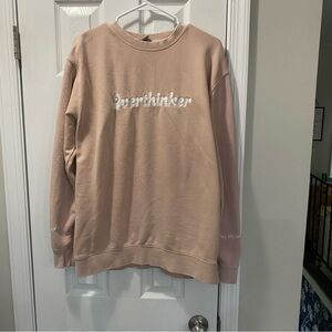“Overthinker” pink crew neck
